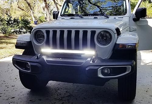 Miniatura 3 de iJDMTOY Kit de barra de luz LED de una sola fila de montaje de parachoques delantero de 30 pulgadas compatible con Jeep Wrangler 2018 en adelante,