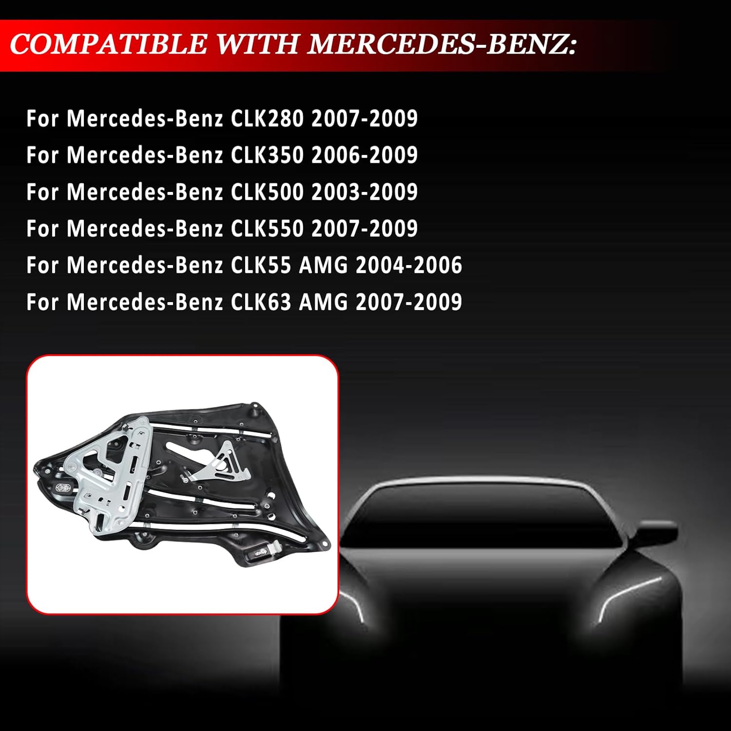 2096700103 A2096700103 Driver Window Regulator Rear Left Driver Quarter Glass Regulator for Mercedes-Benz CLK280 CLK350 CLK500 CLK550 CLK55 AMG CLK63 AMG A209 C209 2003-2009