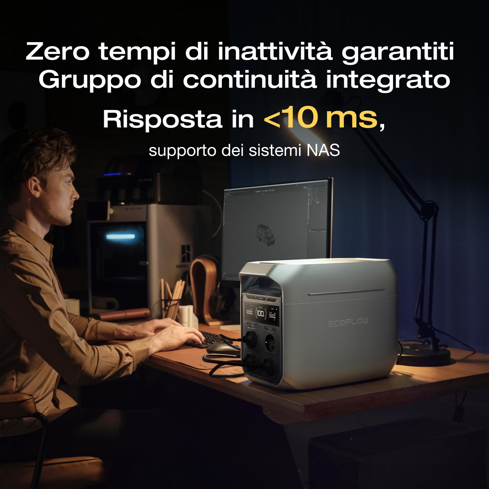 EcoFlow Centrale elettrica portatile DELTA 3 Plus, 1024Wh batteria LFP | ricarica completa in 56 min, uscita fino a 1800W, per backup domestico, interruzioni di corrente e campeggio