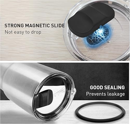 Miniatura 5 de NETRIWOW 2 tapas de repuesto para vaso YETI, fundas magnéticas de repuesto compatibles con Rambler, para Old Style Rtic, para Ozark Trail (20 onzas,