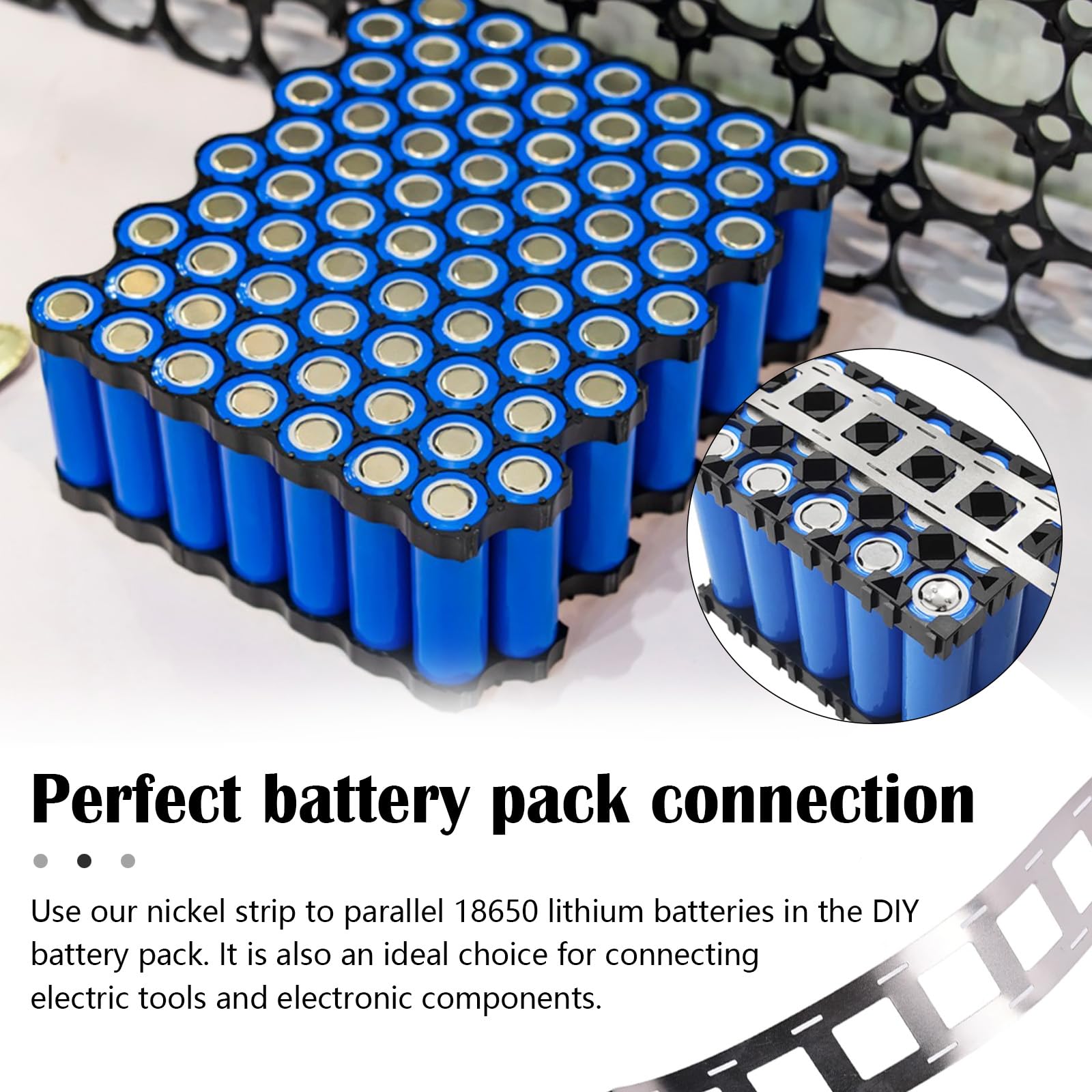 Bandes De Nickel, 2PC Ruban De Nickel 10M Ruban De Bande 0,15 X 27 mm Pour Soudage De Batteries 18650 Pour Soudeuse Par Points Plaque Ni Pour 2 Batteries 18650 Parallèles DIY 18650 Batterie