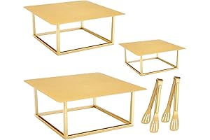 Elegant Square Gold Tri-Tier Cake Stand - 8" 10" 12"