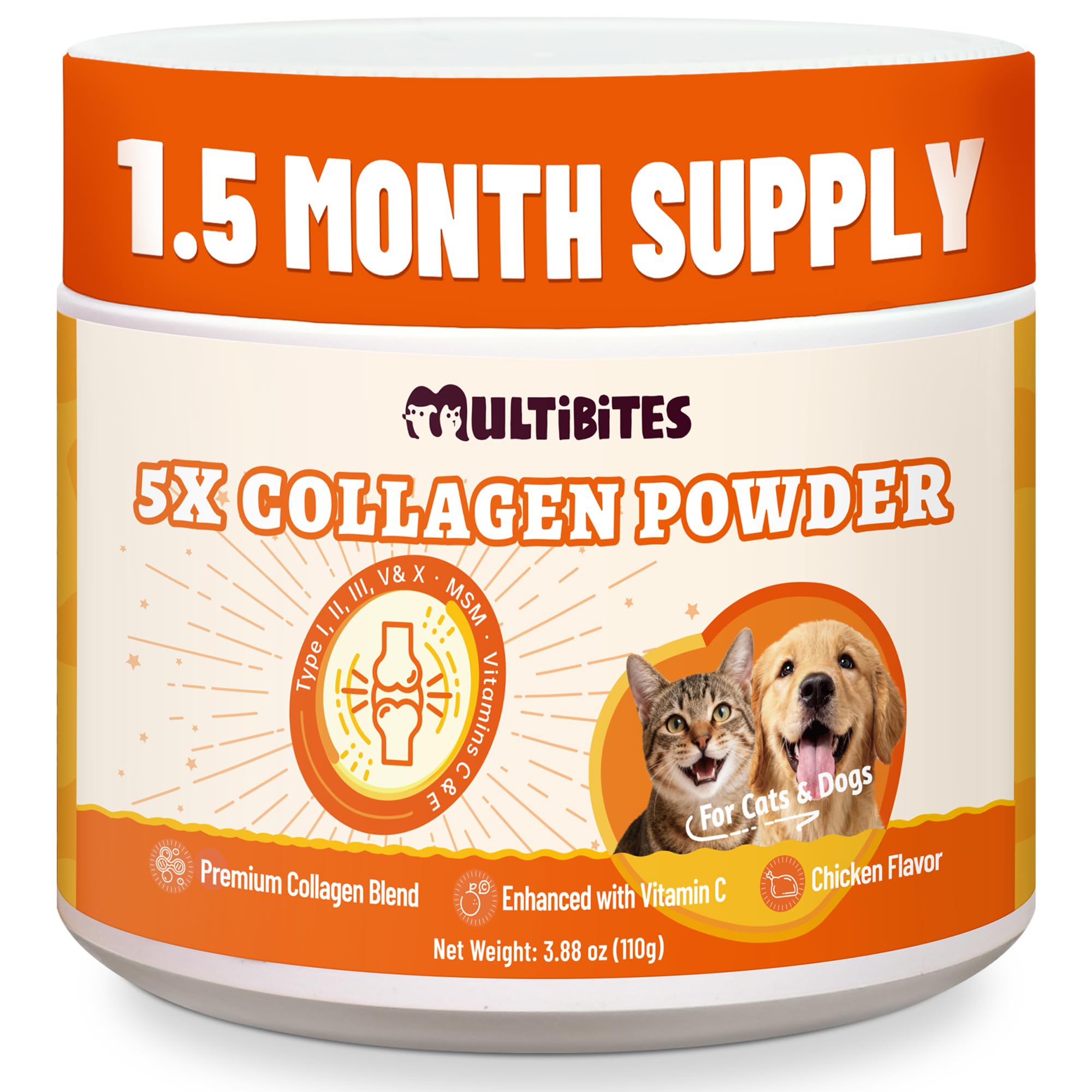 5X Collagen Powder for Dogs & Cats, Chicken Flavor, 3.88oz