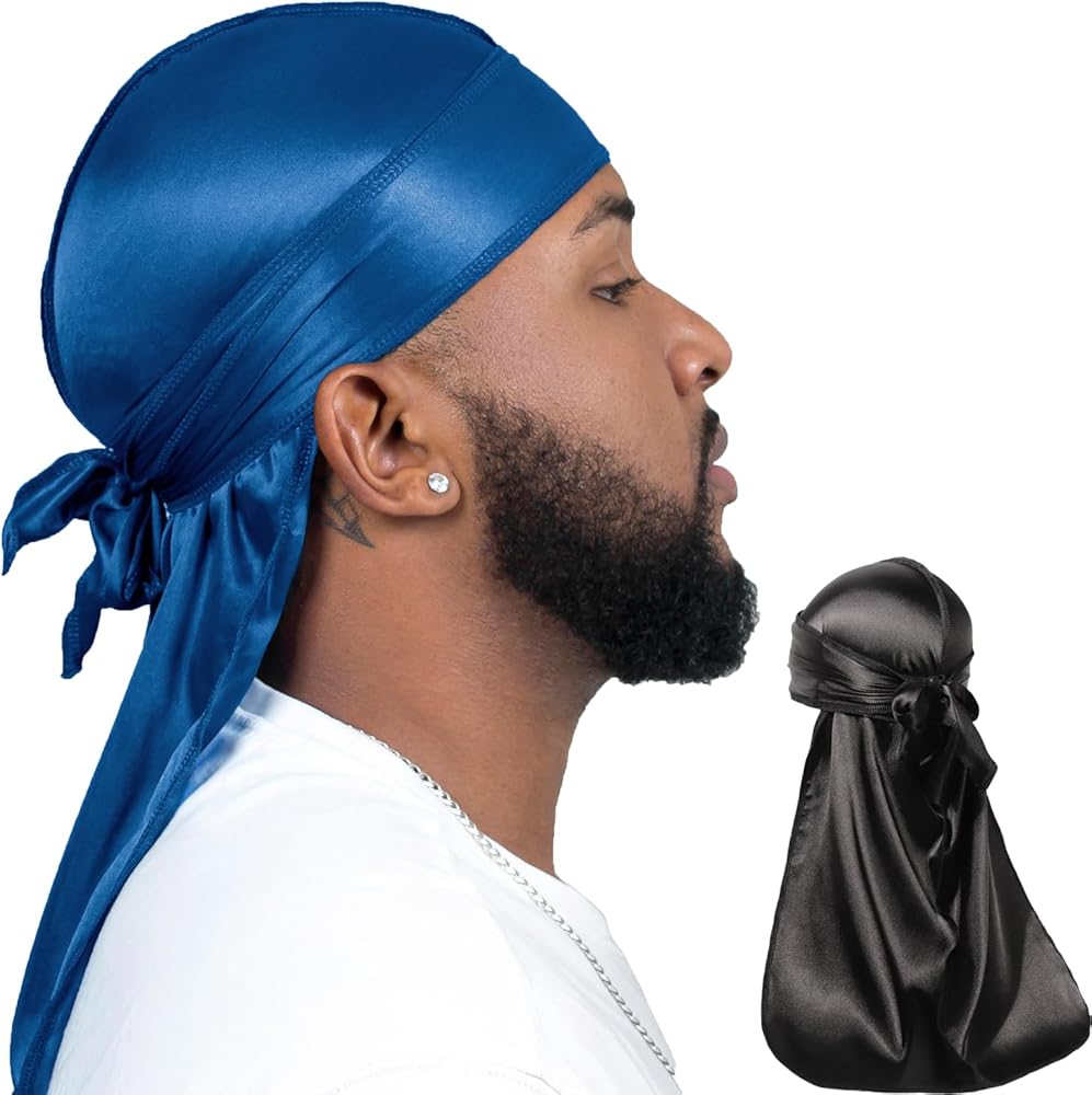 ForceWave 2 Pieces Silky Durag Pack for Men Women Waves, Premium Satin Deluxe Du-rag