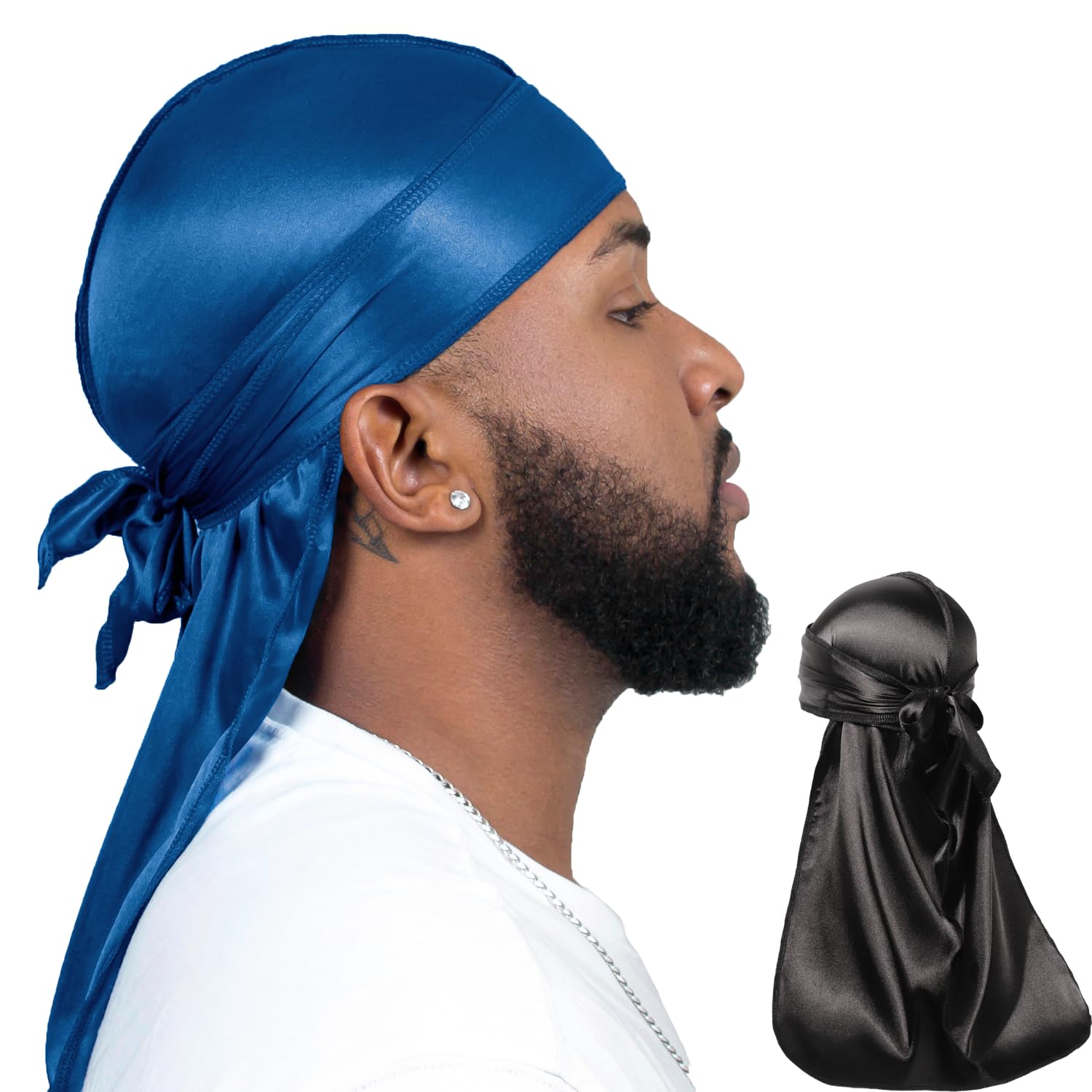 ForceWave 2 Pieces Silky Durag Pack for Men Women Waves, Premium Satin Deluxe Du-rag
