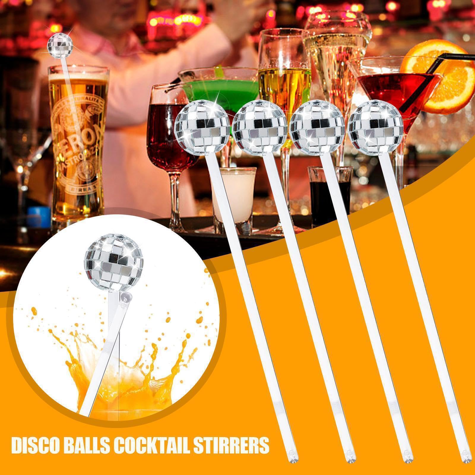 Décoration Boisson Fête Agitateurs Cocktail Disco 40pcs - Bâtons Miroir Pour Boissons | Déco Fête Argent Décoration Soirée Thème