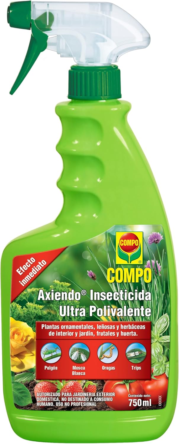 COMPO Axiendo Insecticida ultrapolivalente, Para plantas de interior y exterior, Efecto duradero, Envase pulverizador, 750 ml