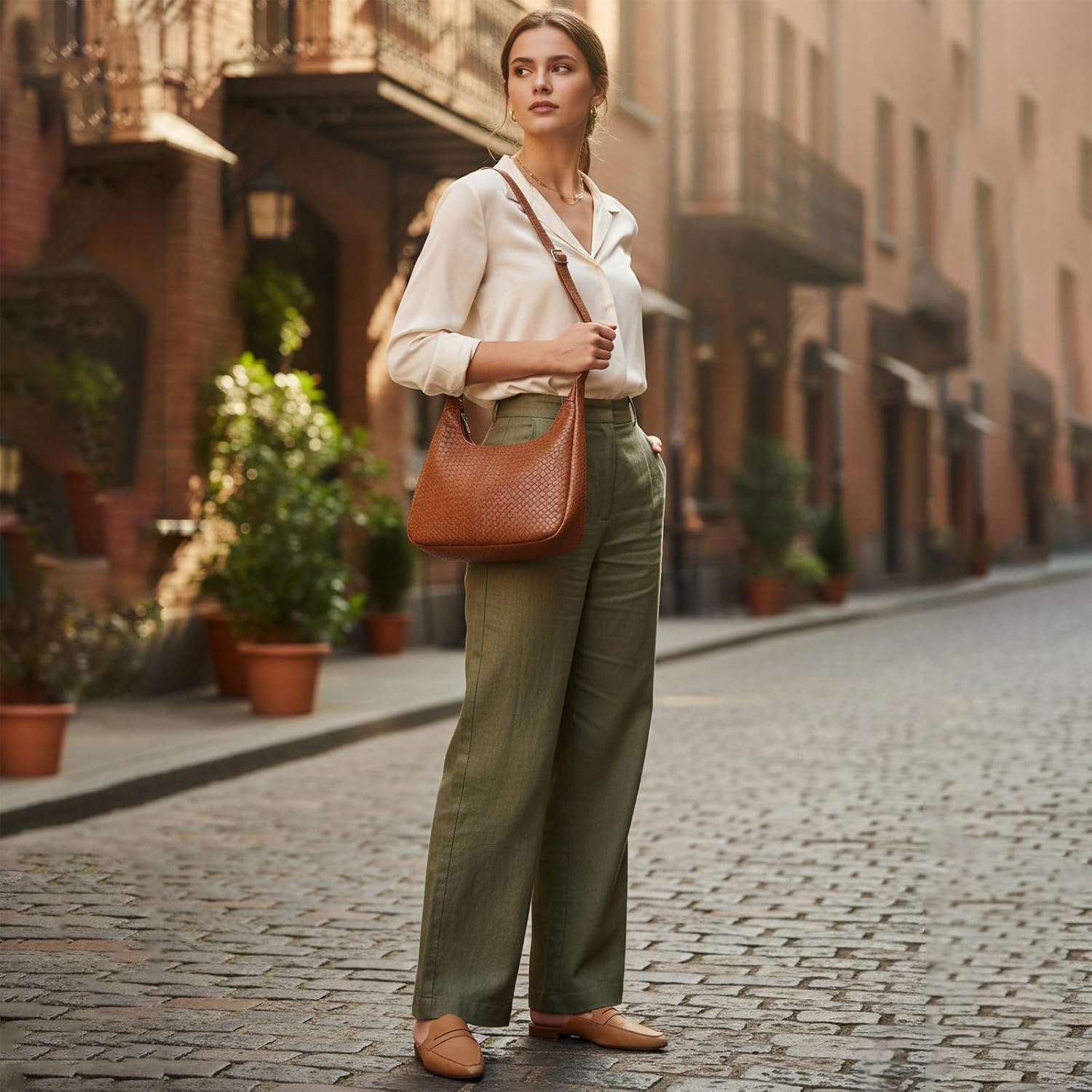 Woven Hobo Bags for Women, Crossbody Shoulder Bag Vegan Leather Bag Handbag Tote Purse Everyday Bag for Travel, Weekend