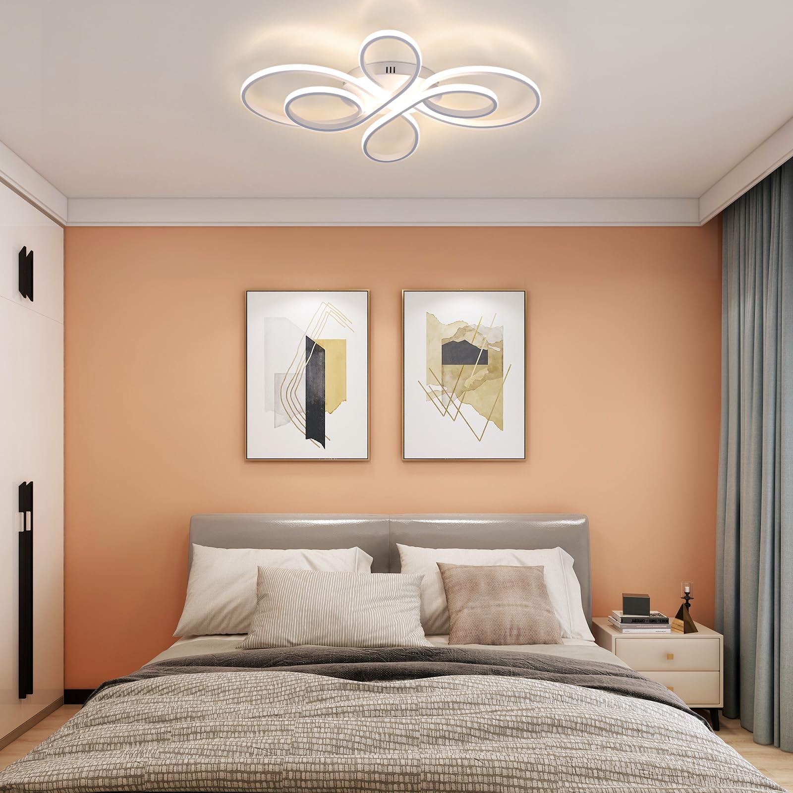 ZMH Lámpara de techo LED para sala de estar: cocina de 30 W y 40 cm en blanco, diseño moderno, lámpara de sala de estar, iluminación de techo cálida de 3000 K para dormitorio | blanco, diseño moderno para sala de estar, luz cálida de techo de 3000 K para