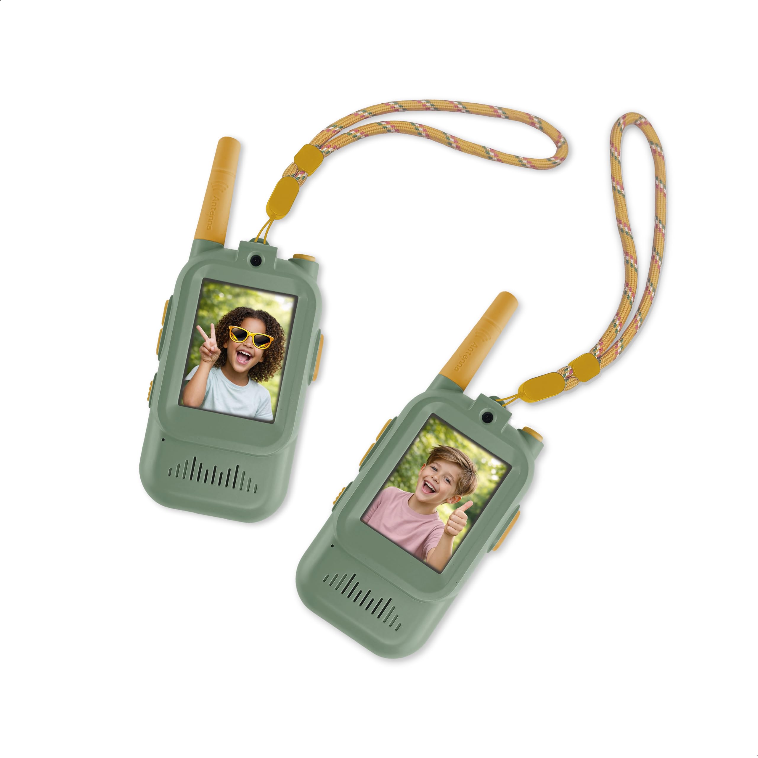 ZAZU Video Walkie Talkie para niños con cámara, juego de 2, alcance de 300 m, pantalla de 2,0 pulgadas, recargable por USB, 5 efectos de voz y 16 filtros, radio con vídeo para interior y exterior