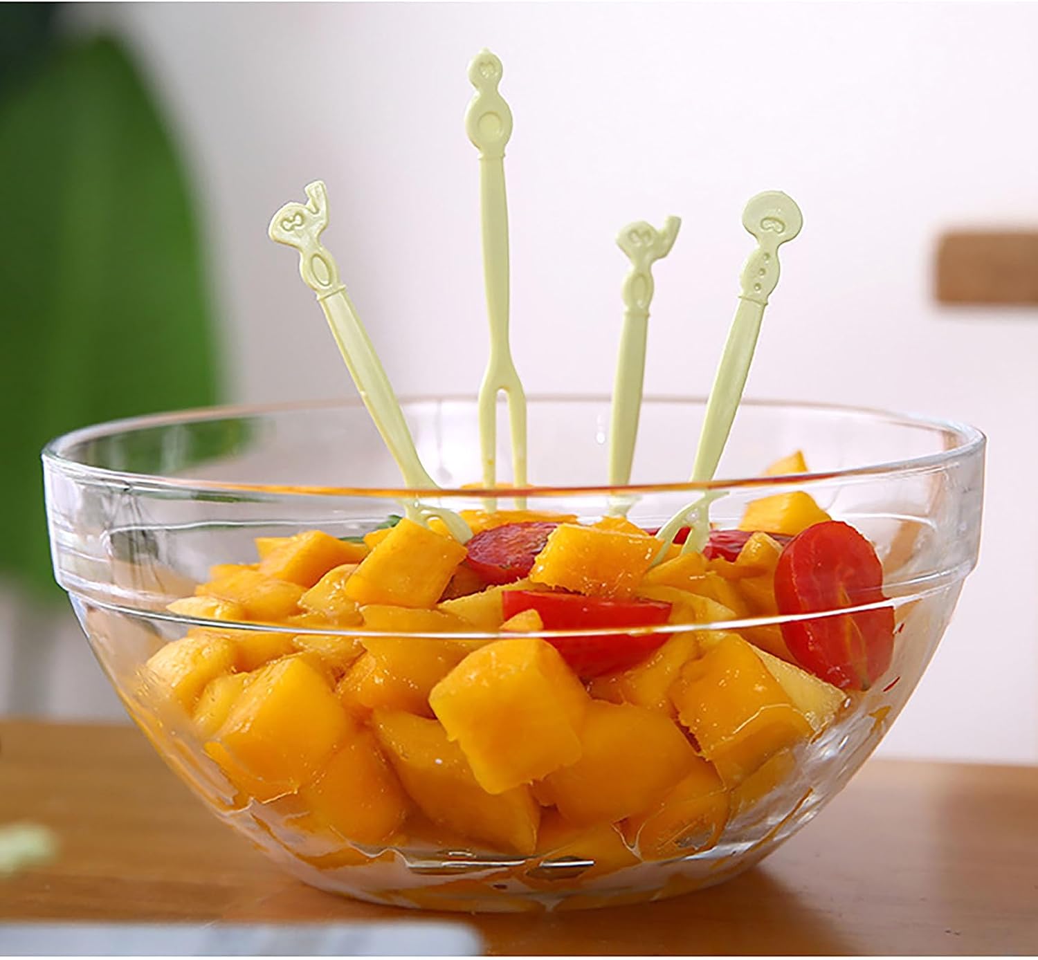 Disposable Fruit Fork, 250 Pcs Plastic 3.34 Inch x 0.39 Inch 3 Color Fork Tools for Party, Home and Outdoors (250)