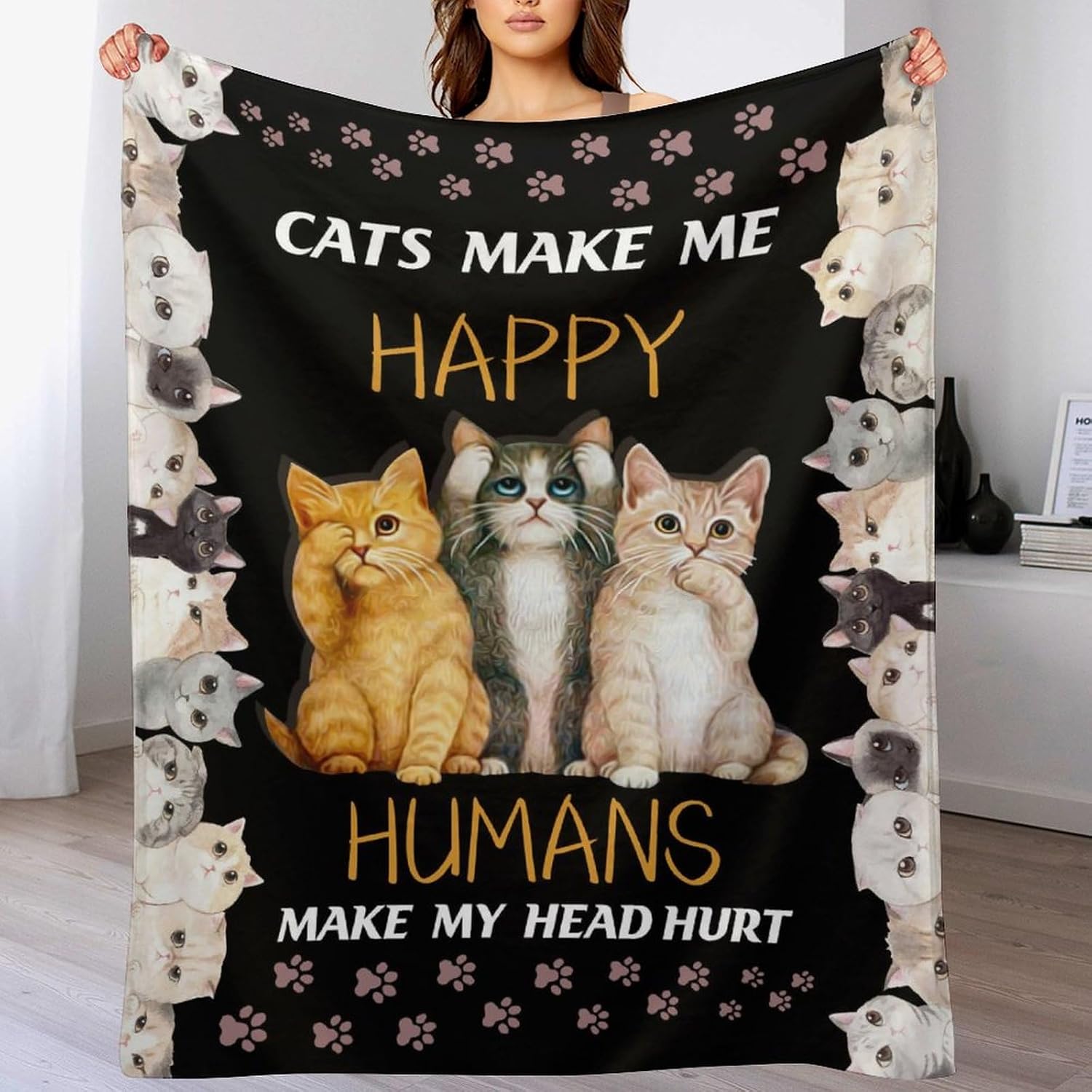 Cat Blanket Gifts for Girls Boys Kids Woman Cute Cat Lover Throw Blankets Soft Blanket Warm Fleece Flannel Plush Blankets for Bed Sofa Couch 40"x50"