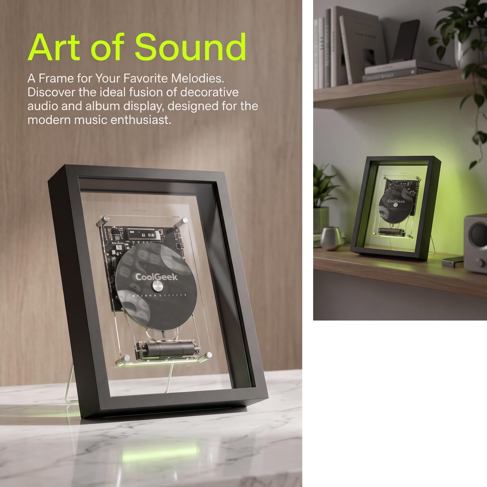 Lettore CD Retro Frame, Batteria Ricaricabile con Autonomia di 4-6 Ore, Lettore CD Stereo Hi-Fi Bluetooth 5.0 Montabile A Parete con Telecomando, per Parete E Scrivania, Decorazione Industriale