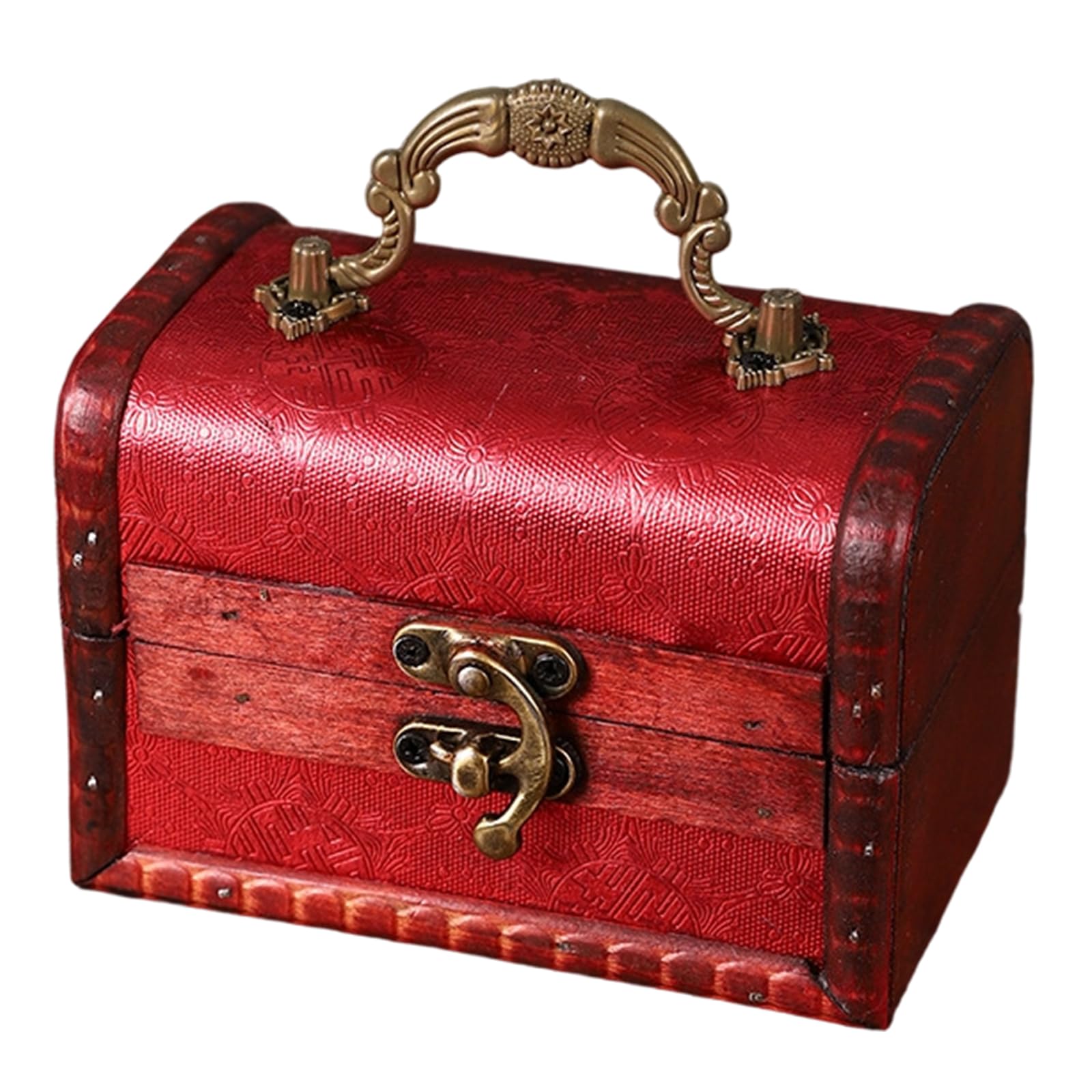 HDOYTXXM European Wood Storage Chest Featuring Metal for Secure Storage of Valuables and Decorative Home Accent Decorative Box