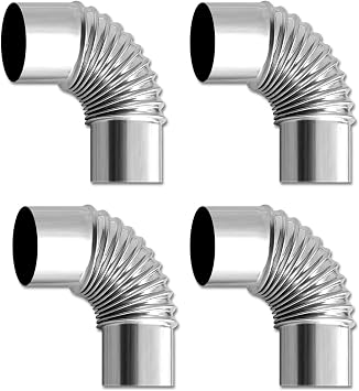 4PCS Elbow Pipe 90 Degree Chimney 2.36" Stainless Steel Flue Extension Elbow Chimney for Outdoor Camping Wood Stove Camping Hot Tent Accessories