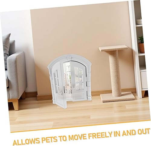 Miniatura 3 de Puerta interior para gatos de doble apertura para gatos y cachorros, puerta blanca para mascotas para instalación en pared para uso en interiores y