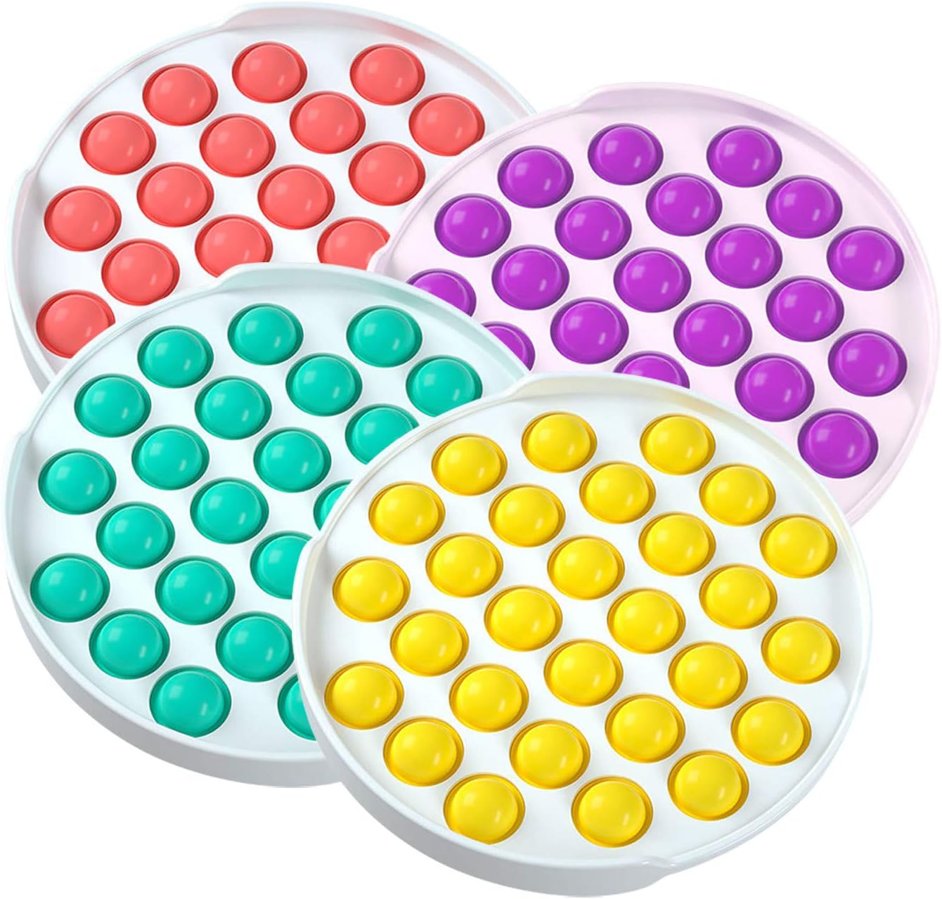 RSLG Fidget Toys, 4 Pack Push pop Bubble Sensory Fidget Toy Autism Special Needs Stress Reliever Silicone Stress Reliever Toy Squeeze Sensory Toy for Homeschool & Office (E,4PC)