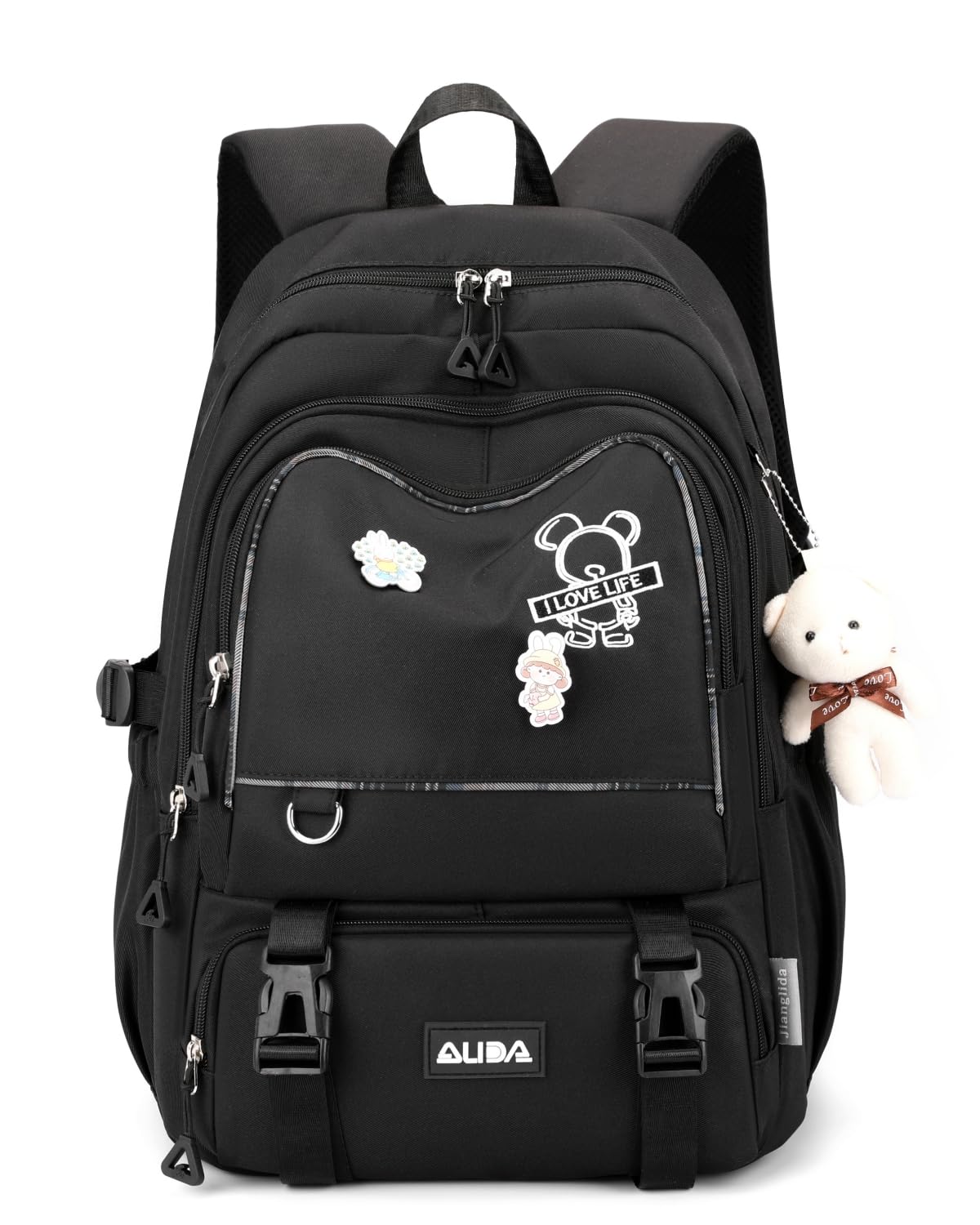 Amythe Zaino Ragazza Scuola Elementare Media Leggero Grande, Nero | Zaino Scuola Media Ragazza Idrorepellente, Zaini Porta pc Borsa Casual Adolescenti, Adatto al Trolley, Ritorno / Viaggio