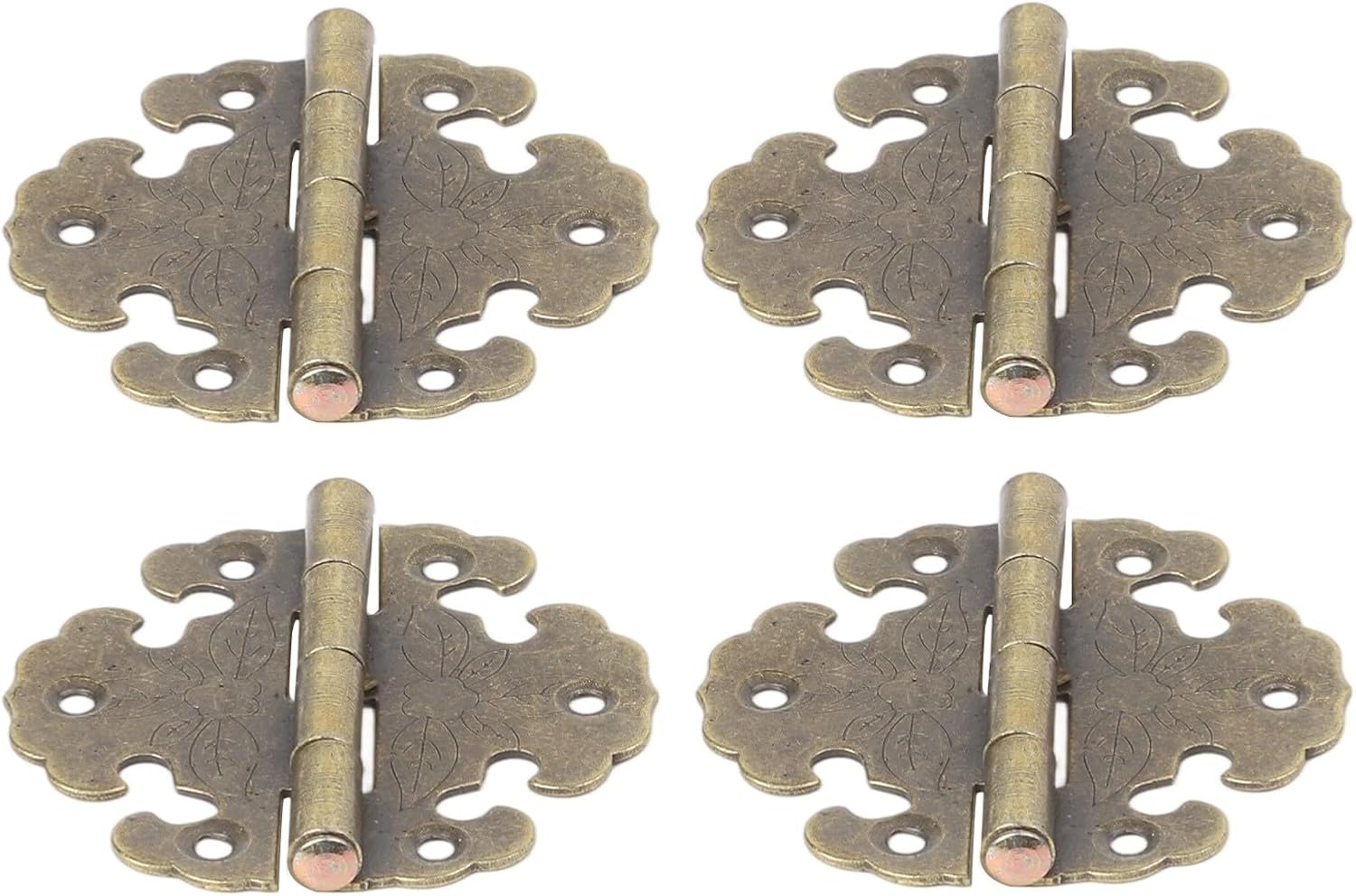 Antique Decorative Cabinet Hinges, 270 Degree Zinc Alloy Door Hinge with Bronze Finish for Wooden Doors Furniture Vintage Boxes DIY Projects, 4 Pack