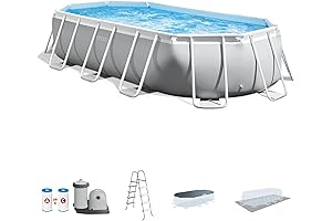 Intex 16.6' x 9' x 48" Prism Frame Oval Above Ground Swimming Pool Set