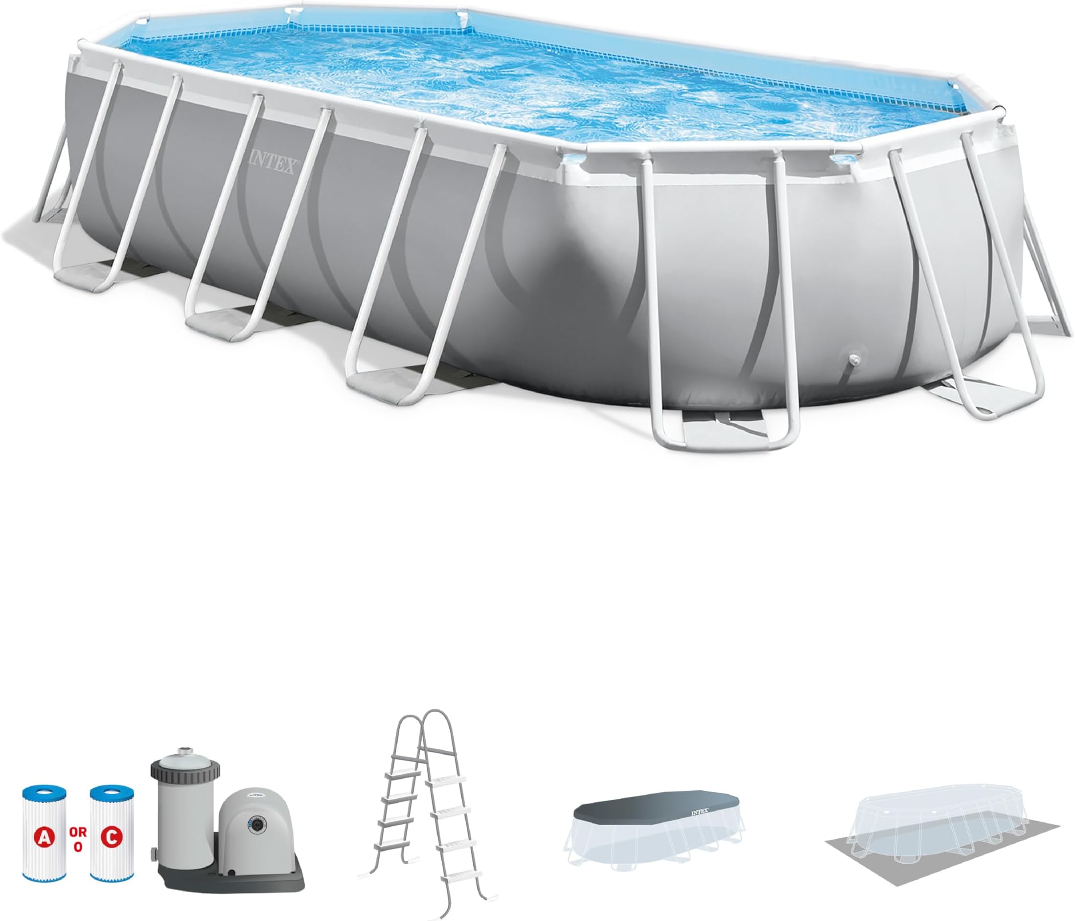 Amazon.com: 18ft X 9ft X 52in Rectangular Ultra Frame Pool Set : Patio ...
