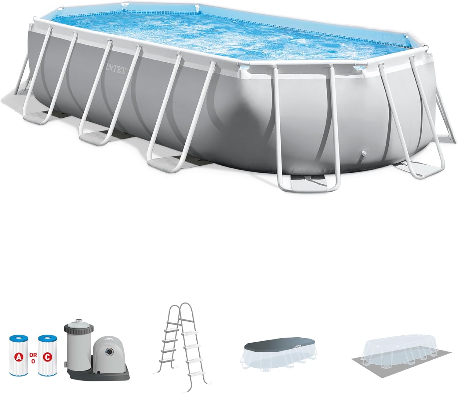 Intex 16.5ft x 9ft x 48in Oval Prism Frame Pool Set with Pump