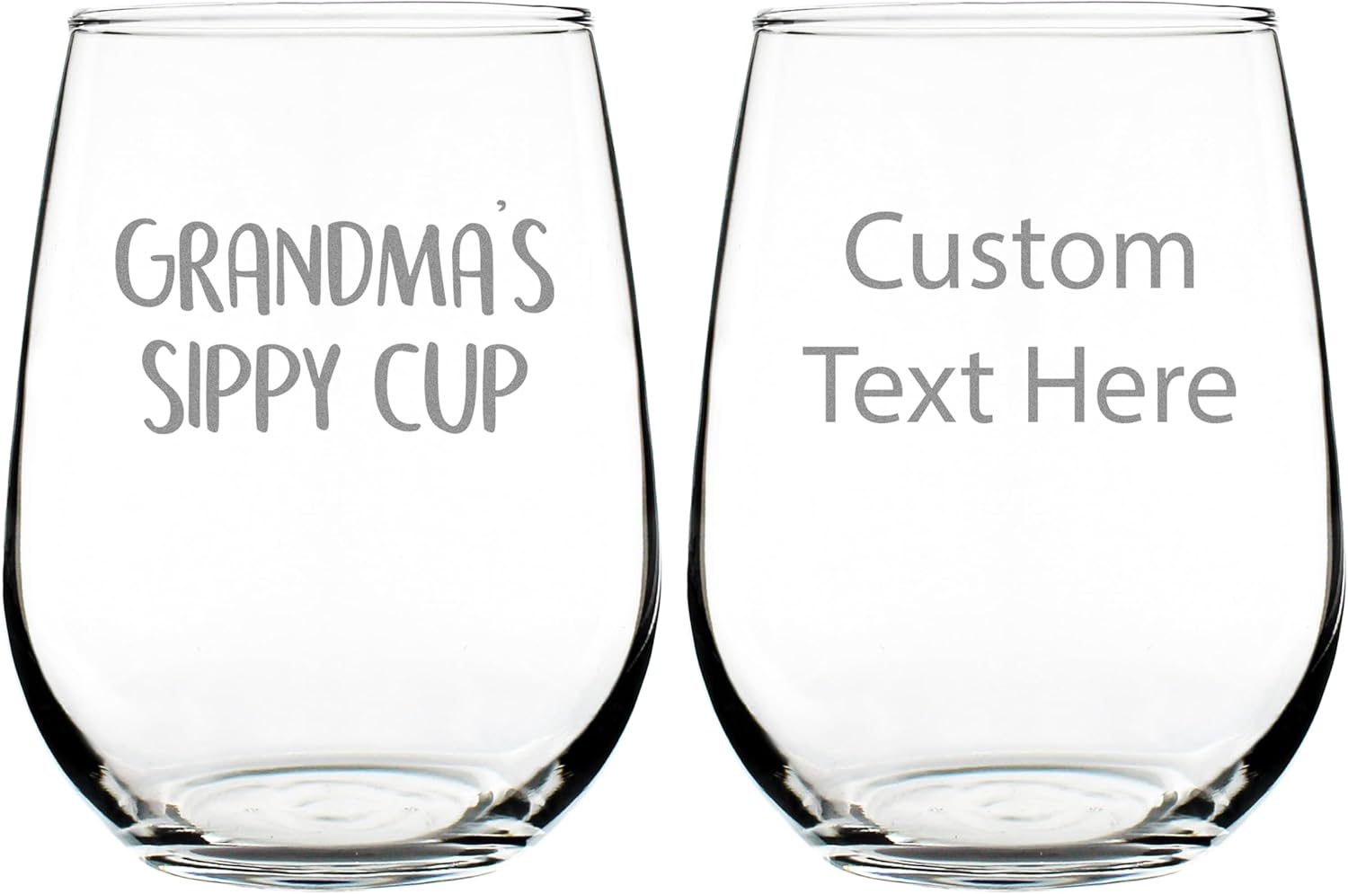 Custom Grandma's Sippy Cup - Stemless Wine Glass Gift with Personalized Engraved Message - Cute Birthday Glasses Gifts for Grandma