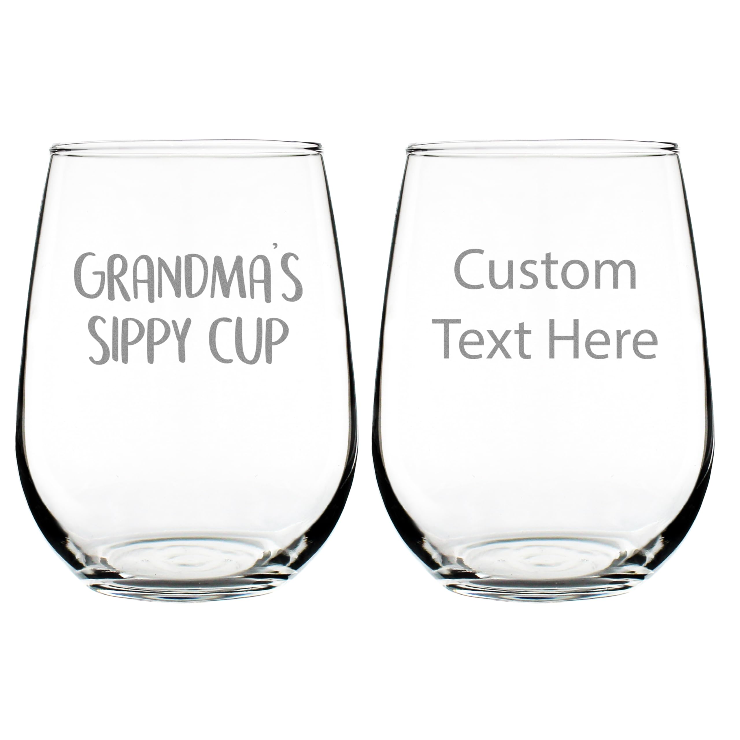 Custom Grandma's Sippy Cup - Stemless Wine Glass Gift with Personalized Engraved Message - Cute Birthday Glasses Gifts for Grandma