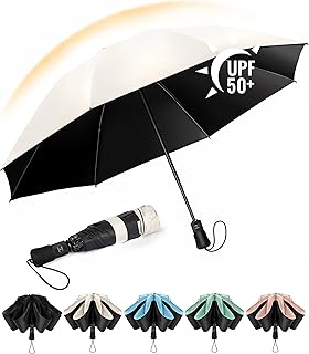Chakipee Paraguas plegable Antiviento mujer - Paraguas invertido resistente al viento, Paraguas de viaje automático portát...