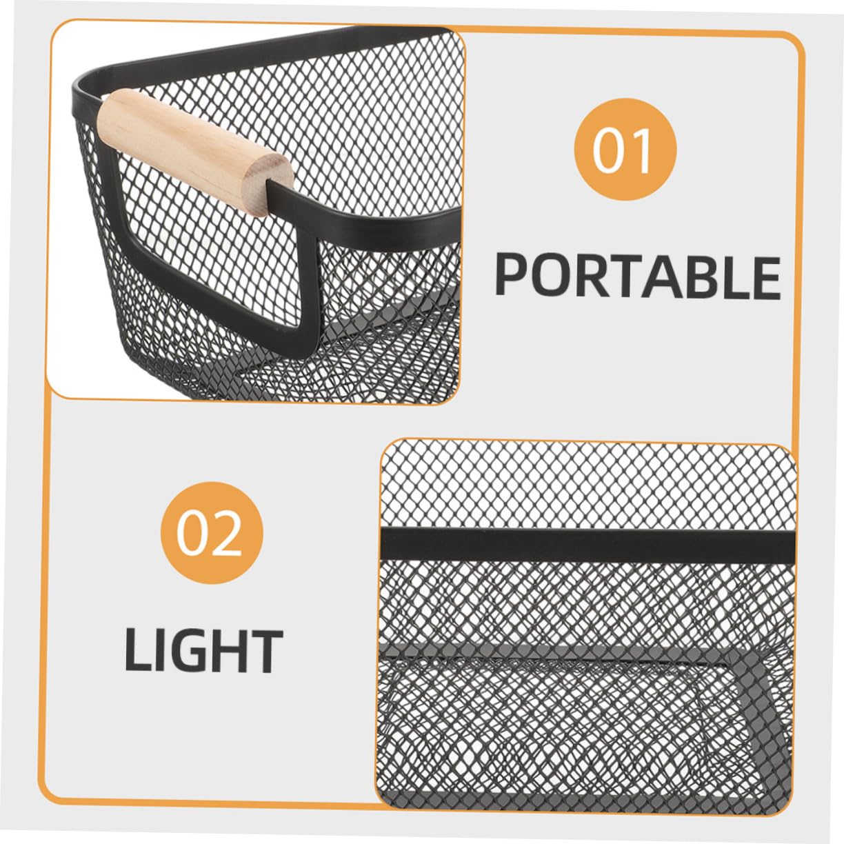 Vaguelly 2piezas Cesta De Almacenamiento De Metal Con Mango De Madera Organizador De Cocina Multifunción Para Baño o Lavandería Cesta De Alambre Para Inodoro