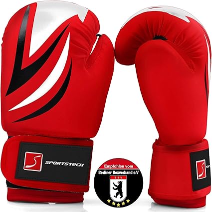 Sportstech Boxhandschuhe Aus Strapazierfahigem Pu Leder Fur Kinder Mit Doppelter Qualitatsnaht Perfekter Boxing Handschutz Fur Training Am Sandsack Boxsack Empfohlen V Berliner Boxverband Amazon De Sport Freizeit