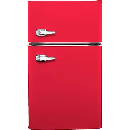 Amazon Com Insignia 3 1 Cu Ft Retro Mini Fridge With Top Freezer Hot Rod Red Appliances