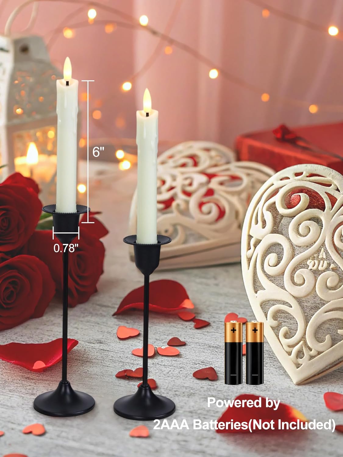 12 Pcs Short Flameless Taper Candles with Remote Timer, 6" Fake Taper Candles Battery Operated, Flickering 3D Flame, Ivory Plastic LED Candlesticks for Home Wedding Party Holiday Decor