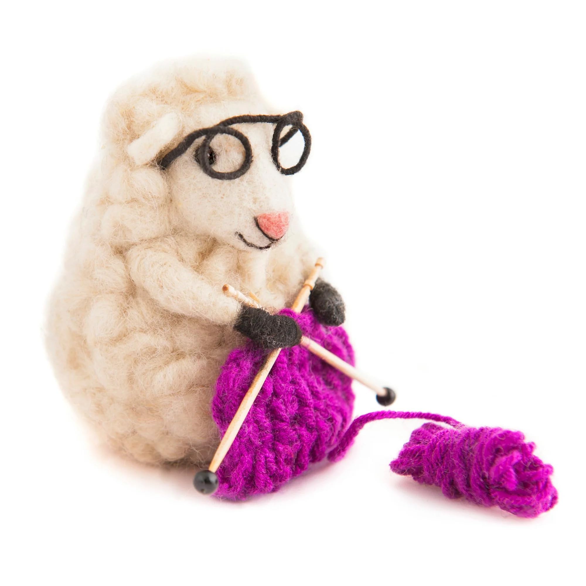 Sew Heart Felt | Knitting Nell Sheep | Unique Gifts for Women | Birthday Gifts Keepsake | Handmade Felt Animal Ornament | Cute Home Decor