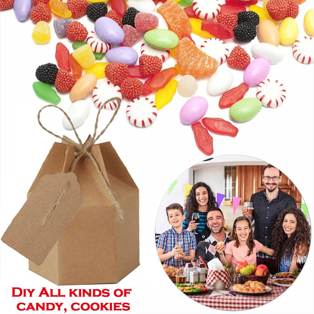 Lot De 50 Boîtes Cadeaux En Kraft Avec Ficelle – 9x6.5x2.5 Cm – Pour Petits Cadeaux, Bijoux, Bonbons