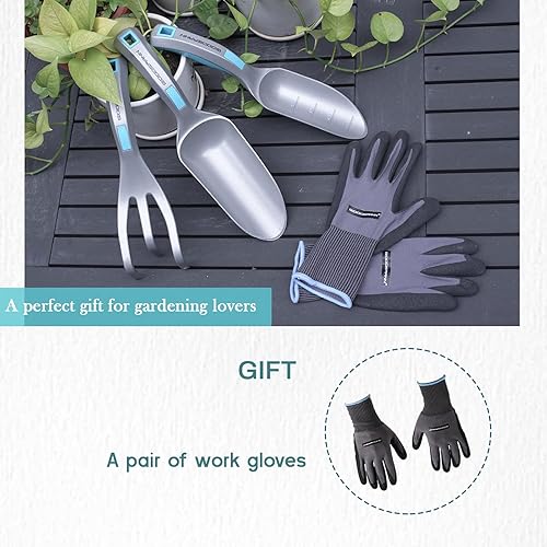 Miniatura 2 de GOODSMANN - Juego de herramientas de jardín, herramientas manuales de aluminio fundido a presión, 3 piezas, incluye paleta de mano, paleta de