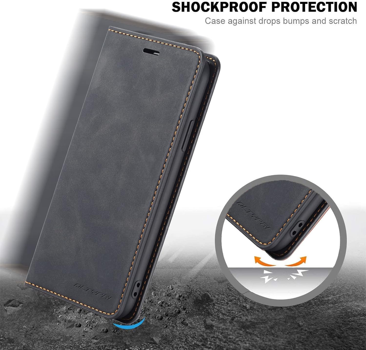 QLTYPRI Case for iPhone 17 Pro Max, Premium PU Leather Cover TPU Bumper with Card Holder Kickstand Hidden Magnetic Adsorption Shockproof Flip Wallet Case for iPhone 17 Pro Max - Black - Image 5