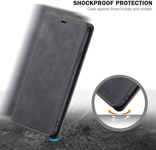 Miniatura 5 de QLTYPRI Funda para Samsung Galaxy S9 Plus, funda de piel sintética de alta calidad con soporte para tarjetas, atril, absorción magnética oculta, a