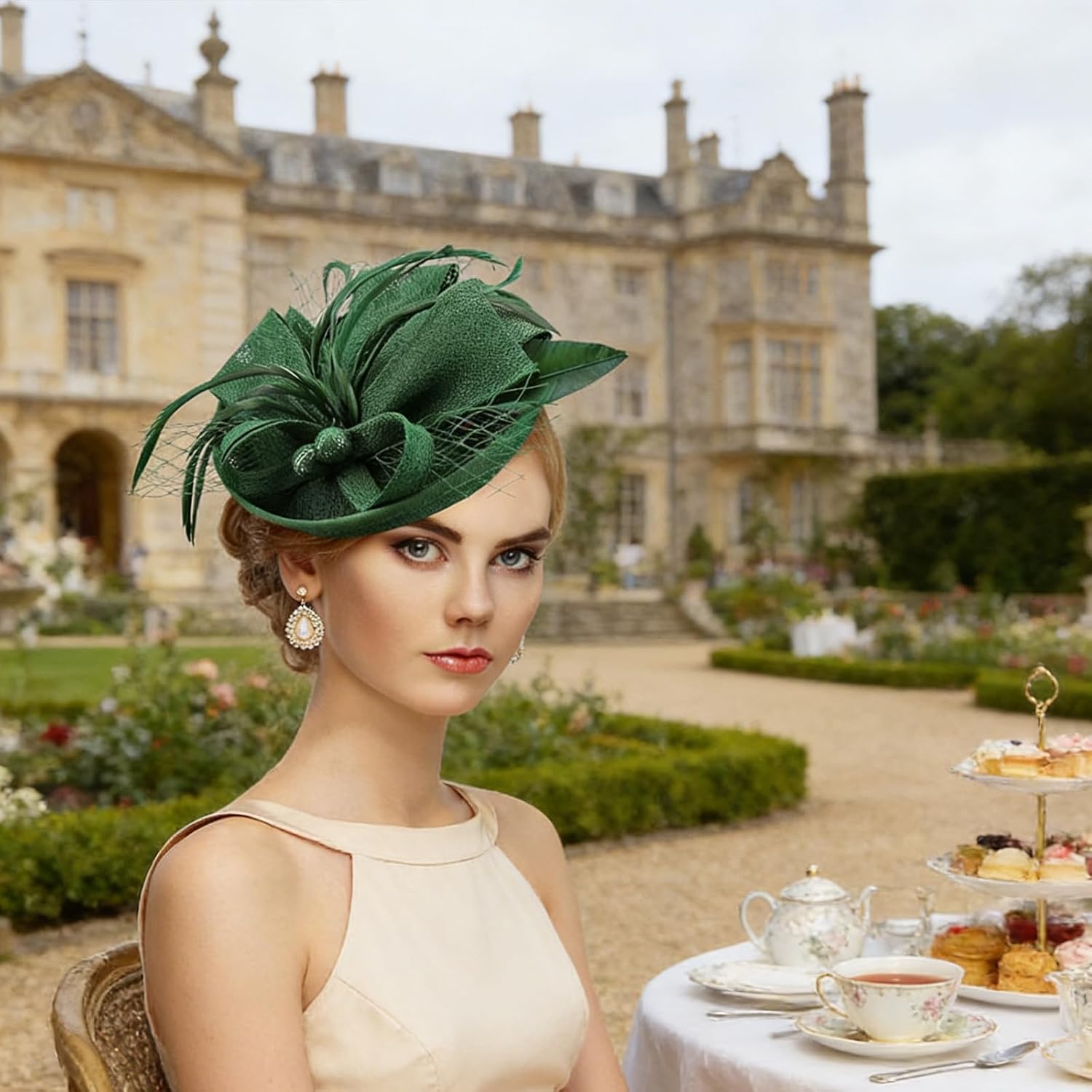 Fashionable Featherings Decorated Tea Party Sun Hat for Ladies Ventilated Great for Outdoor Activity Fashionable Party Hat