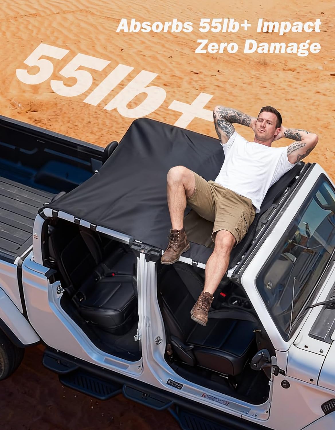 JOYTUTUS Waterproof Sun Shade Top for Gladiator JT 2020-2026 – All-Weather Protection, UV Block, Rainproof & Noise Reducing Soft Top Cover