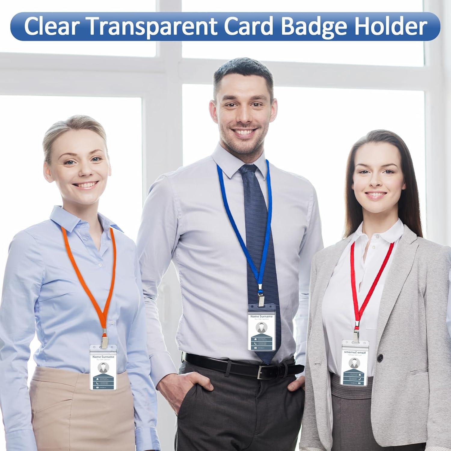 400 Pack Colored Neck Lanyard Bulk with ID Card Holder Lanyards for ID Badges Vertical Name Badge ID Card Holders Flat Neck Lanyards with Clip for Nurses Teacher Students, Multicolor - Image 6