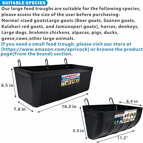 Miniatura 2 de Paquete de 2 canales grandes de alimentación y bebedero con clips, para cabras grandes, pollos, patos, ganado, ovejas, perros, cerdos, ciervos,