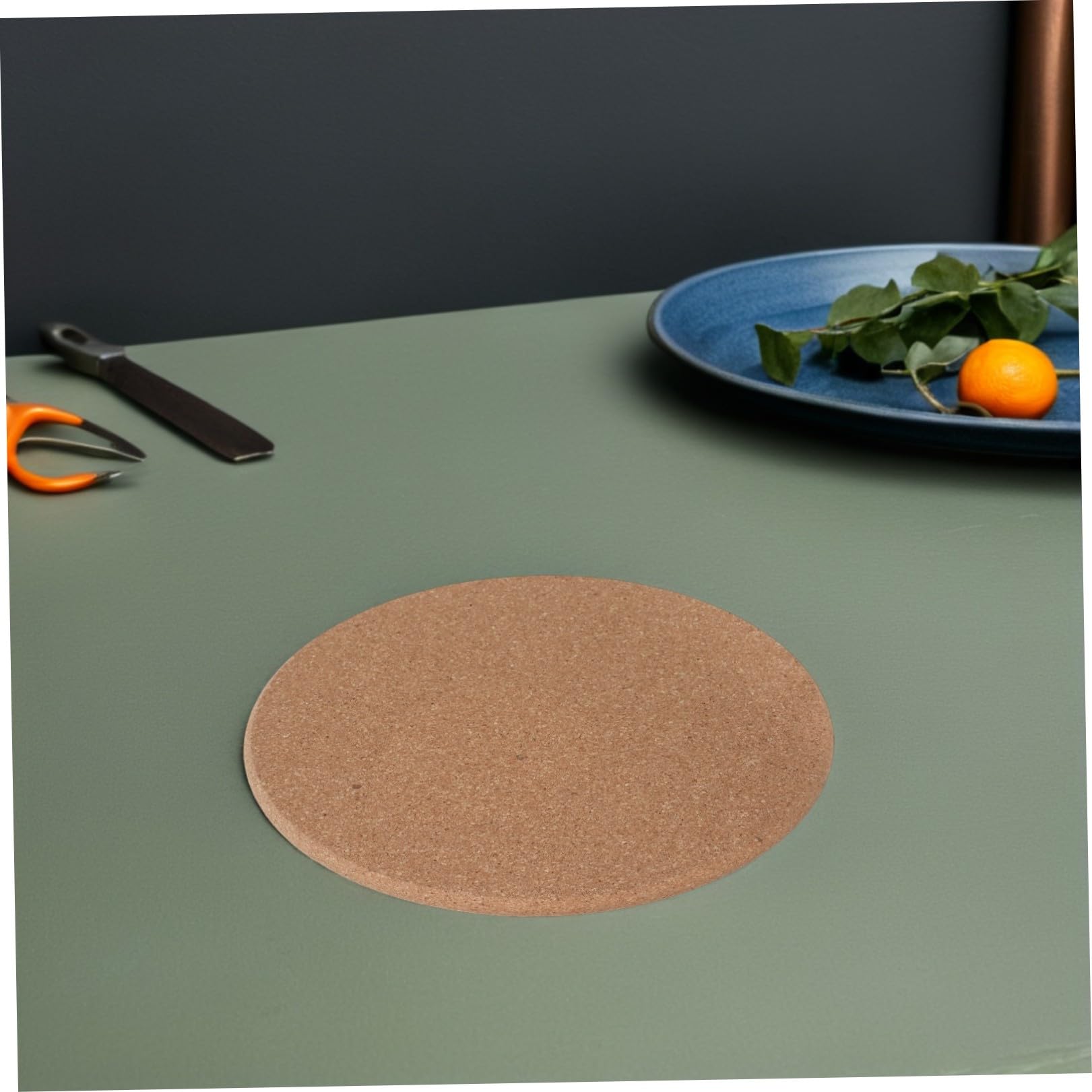 Juego de 6 Salvamanteles de Corcho para Cocina, 3 Redondos y 3 Cuadrados, Aislantes Térmicos Antideslizantes de 20 Cm, Manteles Individuales Resistentes al Calor para