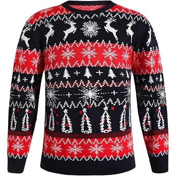 Men's Christmas Jumper Men's Ugly Christmas Sweater Christmas Jumper Crew Neck Knitted Jumper Long Sleeves for Christmas Party