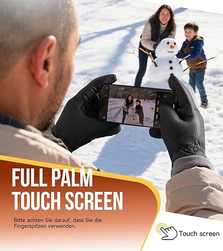 Miniatura 3 de PULIOU Guantes térmicos impermeables de invierno para hombres y mujeres, para clima frío, resistentes al viento, guantes de nieve con dedos para