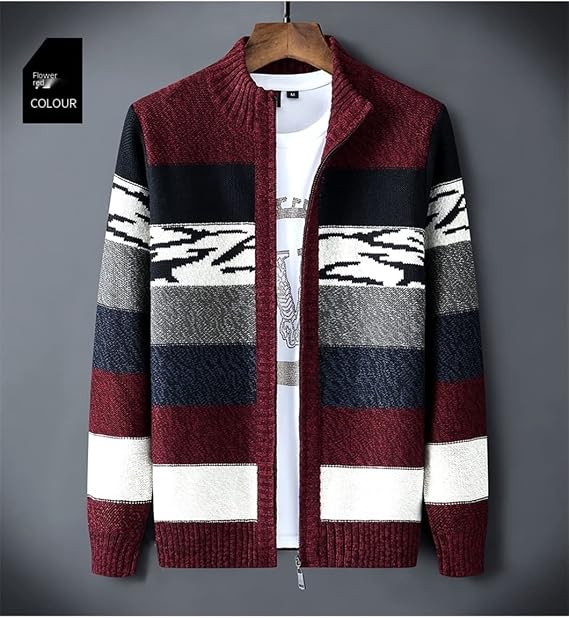 Knit Men 'S Clothing Cardigan Men Sweater Striped Fashion Autumn Knitted Cardigan