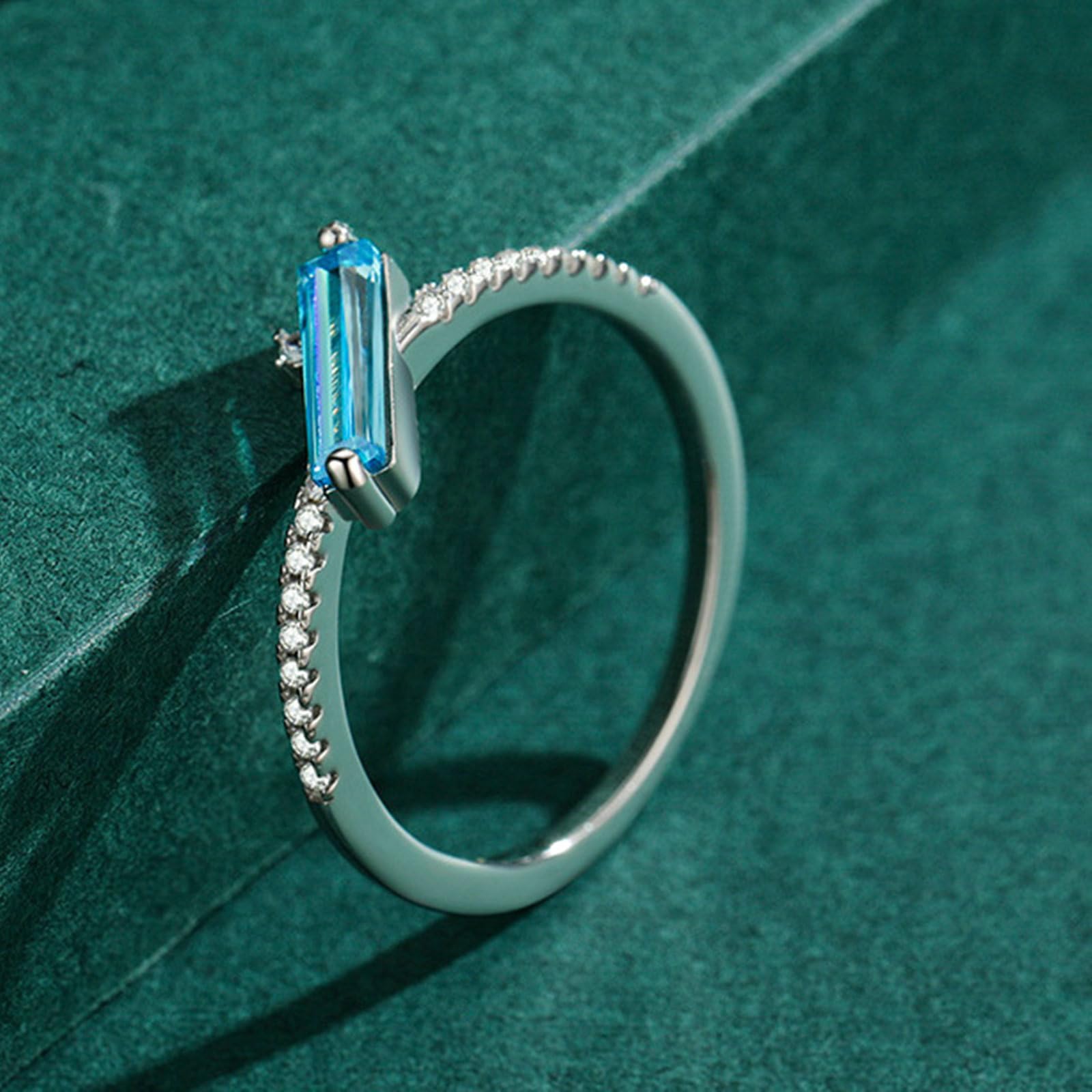 Alianzas de boda para mujer, anillos de compromiso de oro blanco de 18 quilates, elegante topacio rectangular y moissanita redondo, anillo de boda de oro blanco para mamá, novia, novia
