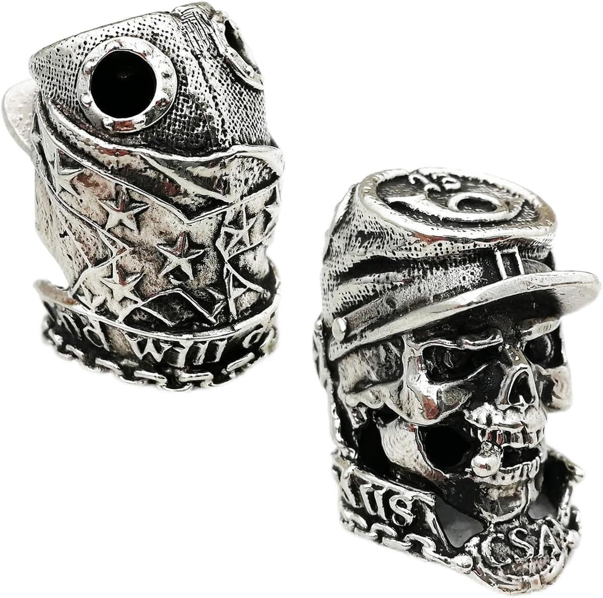 СooB EDC Paracord Bead, Knife Lanyard Bead, Pendant Confederate Skull. Metal Hand-Casted Paracord Beads for Paracord Knives Lanyards 1Pcs/Lot