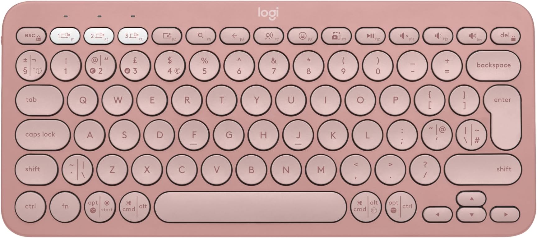 Logitech Pebble Keys 2 K380s, Multi-Device Bluetooth Wireless Keyboard with Customisable Shortcuts,Slim and Portable, Easy-Switch for Windows/macOS/iPadOS/Android/Chrome OS, QWERTY UK Layout, Rose