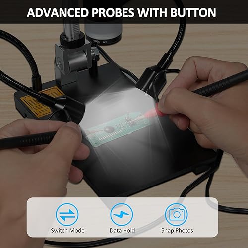 Miniatura 7 de Microscopio digital con multímetro microscopio de soldadura LCD con pantalla de 7 pulgadas, microscopio digital para reparación electrónica 1200X